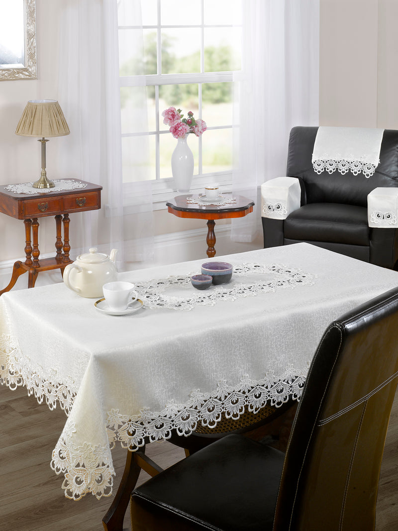 Lucinda Embroidered Chair Back in Cream