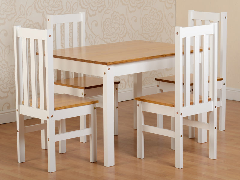 LUDLOW 1+4 DINING SET - WHITE/OAK EFFECT