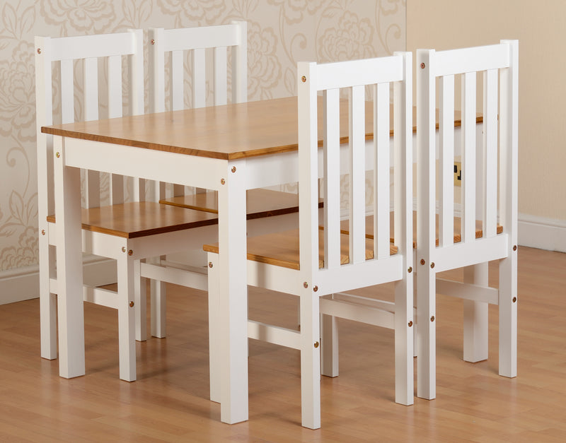 LUDLOW 1+4 DINING SET - WHITE/OAK EFFECT