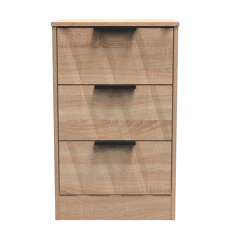 Calgary Ready Assembled 3 Drawer Bedside Cabinet in Bardolino Oak