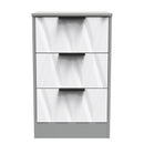 Calgary Ready Assembled 3 Drawer Bedside Cabinet in White Matt & Dusk Grey