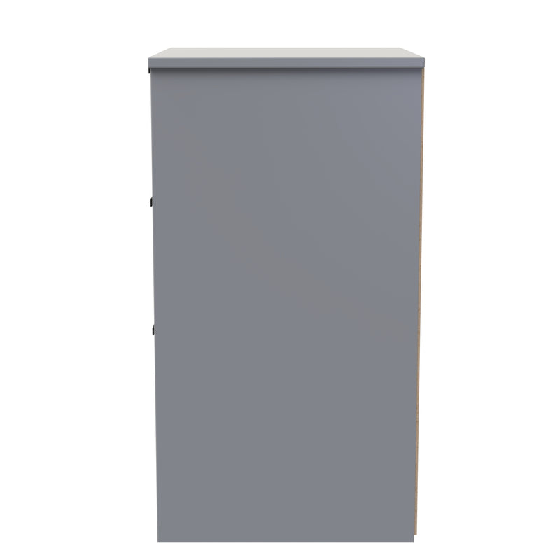 Calgary Ready Assembled 3 Drawer Bedside Cabinet in White Matt & Dusk Grey