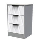 Calgary Ready Assembled 3 Drawer Bedside Cabinet in White Matt & Dusk Grey