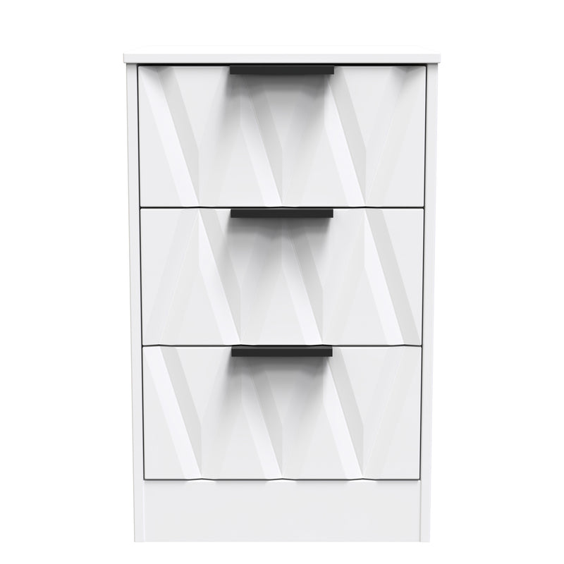 Calgary Ready Assembled 3 Drawer Bedside Cabinet in White Matt