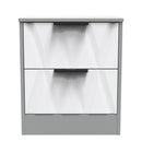 Calgary Ready Assembled 2 Drawer Bedside Cabinet in White Matt & Dusk Grey