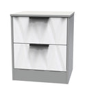 Calgary Ready Assembled 2 Drawer Bedside Cabinet in White Matt & Dusk Grey