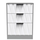 Calgary Ready Assembled 3 Drawer Midi Deep Chest in White Matt & Dusk Grey