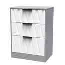 Calgary Ready Assembled 3 Drawer Midi Deep Chest in White Matt & Dusk Grey