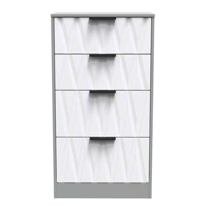 Calgary Ready Assembled 4 Drawer Deep Midi Chest in White Matt & Dusk Grey