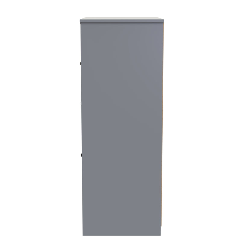 Calgary Ready Assembled 4 Drawer Deep Midi Chest in White Matt & Dusk Grey