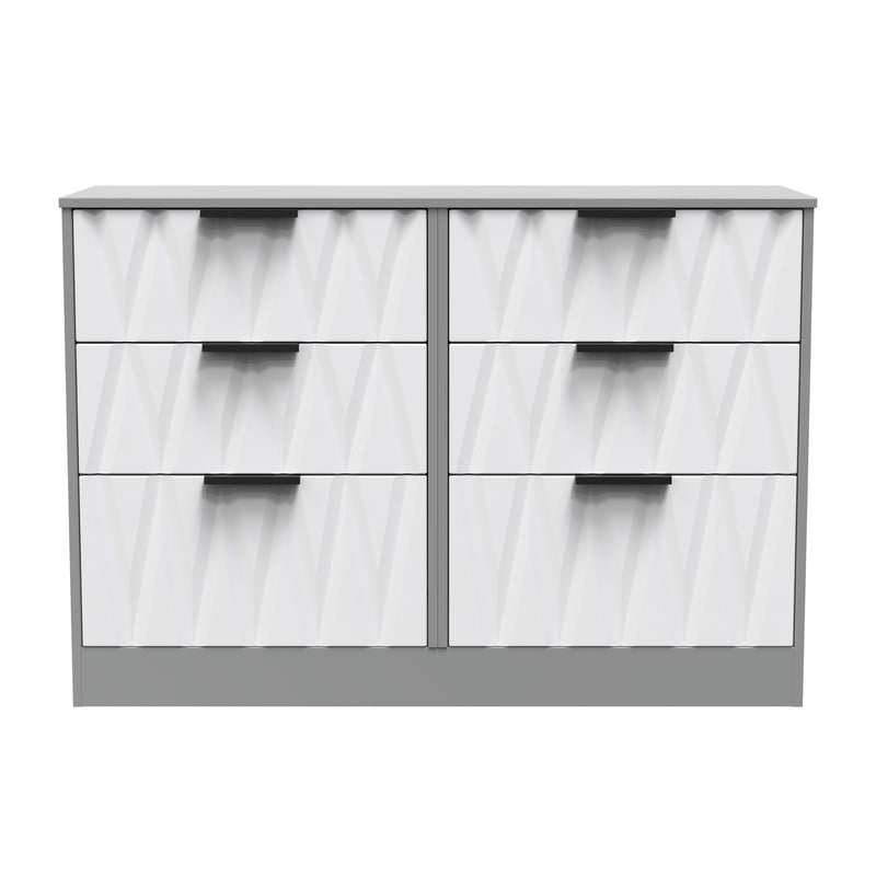 Calgary Ready Assembled 6 Drawer Wide Chest in White Matt & Dusk Grey