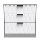 Calgary Ready Assembled 3 Drawer Deep Chest in White Matt & Dusk Grey
