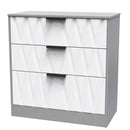 Calgary Ready Assembled 3 Drawer Deep Chest in White Matt & Dusk Grey