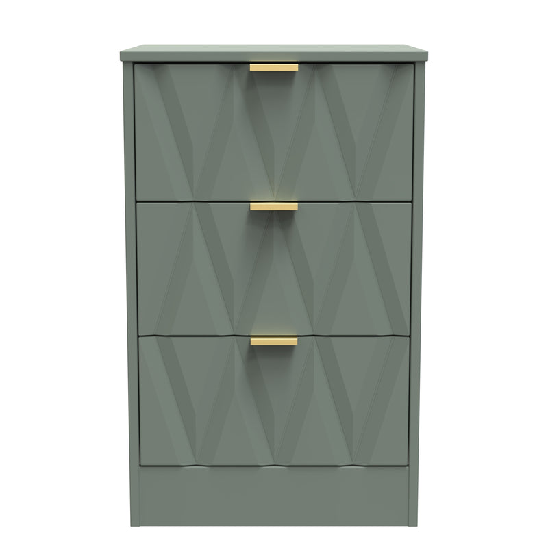 Ottawa Ready Assembled 3 Drawer Bedside Cabinet in Reed Green