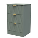 Ottawa Ready Assembled 3 Drawer Bedside Cabinet in Reed Green
