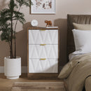 Ottawa Ready Assembled 3 Drawer Bedside Cabinet in White Matt & Vintage Oak