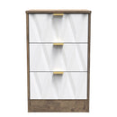 Ottawa Ready Assembled 3 Drawer Bedside Cabinet in White Matt & Vintage Oak