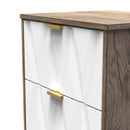 Ottawa Ready Assembled 3 Drawer Bedside Cabinet in White Matt & Vintage Oak
