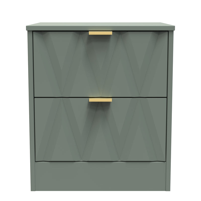 Ottawa Ready Assembled 2 Drawer Bedside Cabinet in Reed Green