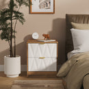 Ottawa Ready Assembled 2 Drawer Bedside Cabinet in White Matt & Vintage Oak