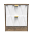 Ottawa Ready Assembled 2 Drawer Bedside Cabinet in White Matt & Vintage Oak
