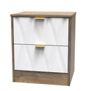 Ottawa Ready Assembled 2 Drawer Bedside Cabinet in White Matt & Vintage Oak