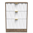 Ottawa Ready Assembled 3 Drawer Midi Deep Chest in White Matt & Vintage Oak