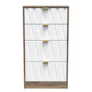 Ottawa Ready Assembled 4 Drawer Deep Midi Chest in White Matt & Vintage Oak