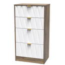 Ottawa Ready Assembled 4 Drawer Deep Midi Chest in White Matt & Vintage Oak