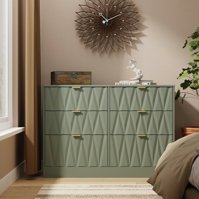 Ottawa Ready Assembled 6 Drawer Wide Chest in Reed Green