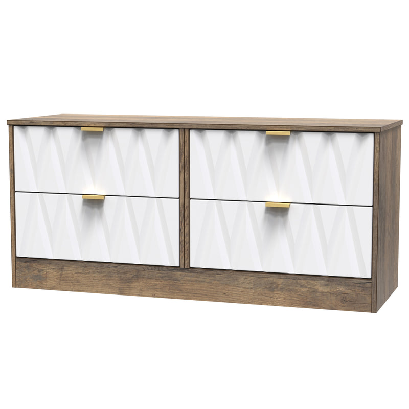Ottawa Ready Assembled 4 Drawer Bed Box in White Matt & Vintage Oak