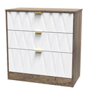 Ottawa Ready Assembled 3 Drawer Deep Chest in White Matt & Vintage Oak
