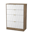 Ottawa Ready Assembled 4 Drawer Deep Chest in White Matt & Vintage Oak