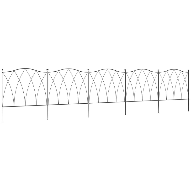 Outsunny 5PCs Decorative Garden Fencing Metal Border Edging