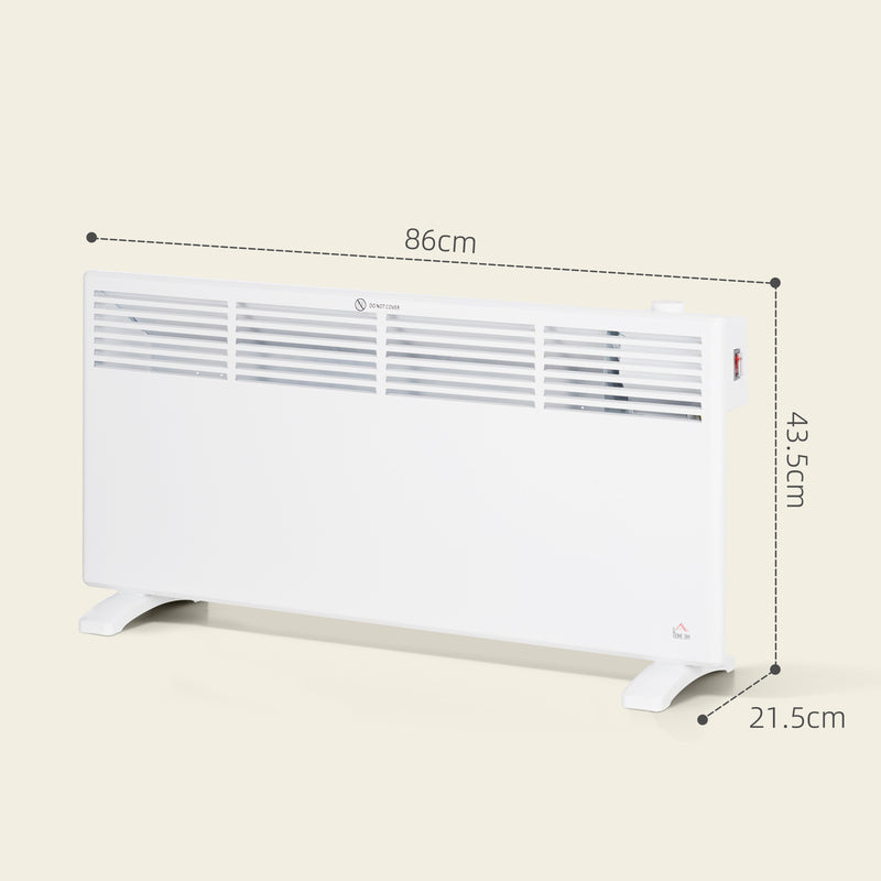 HOMCOM White 2000W Panel Heater, Low Energy Electric Heater for Home