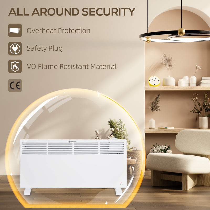 HOMCOM White 2000W Panel Heater, Low Energy Electric Heater for Home