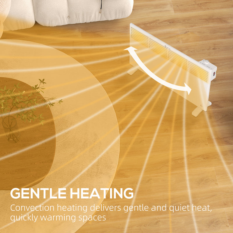 HOMCOM White 2000W Panel Heater, Low Energy Electric Heater for Home