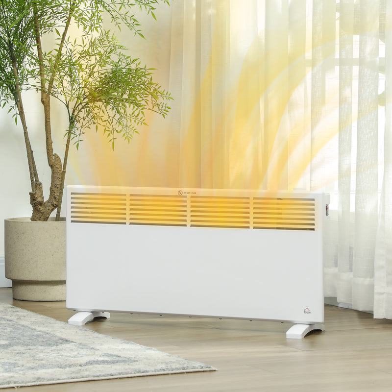 HOMCOM White 2000W Panel Heater, Low Energy Electric Heater for Home