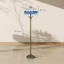 Floor Lamp With Handcrafted Stained Glass Shade, Vintage Standing Lamp, Blue