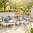 Outsunny 6 Seater Aluminium Garden Furniture Set with Table, Cushions, Grey