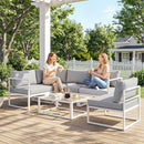 Outsunny 6 Seater Aluminium Garden Furniture Set with Table, Cushions, Grey
