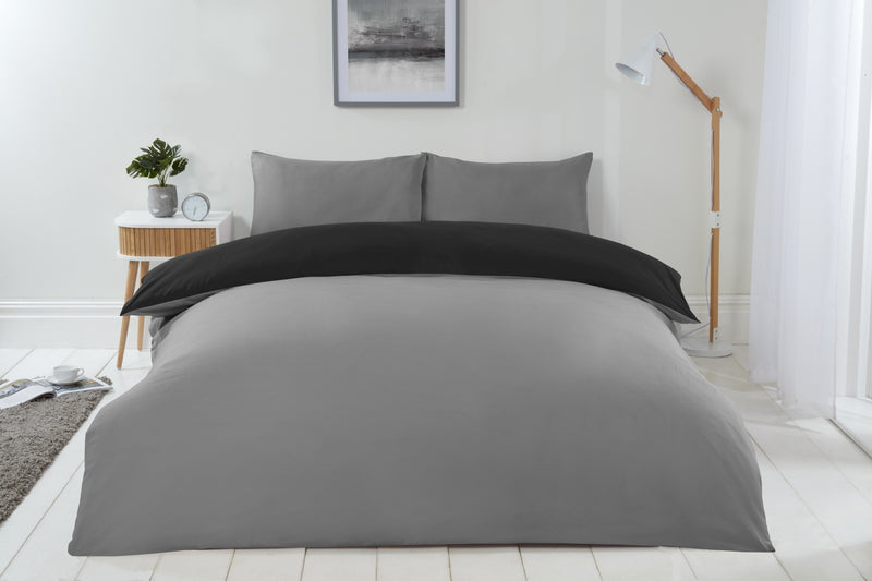 Lyla Reversible Duvet Set in Black/Grey