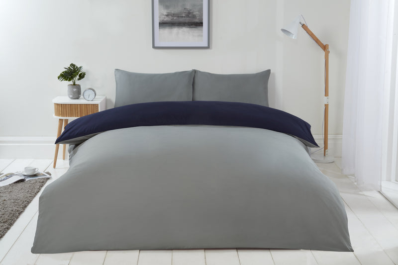 Lyla Reversible Duvet Set in Navy/Grey