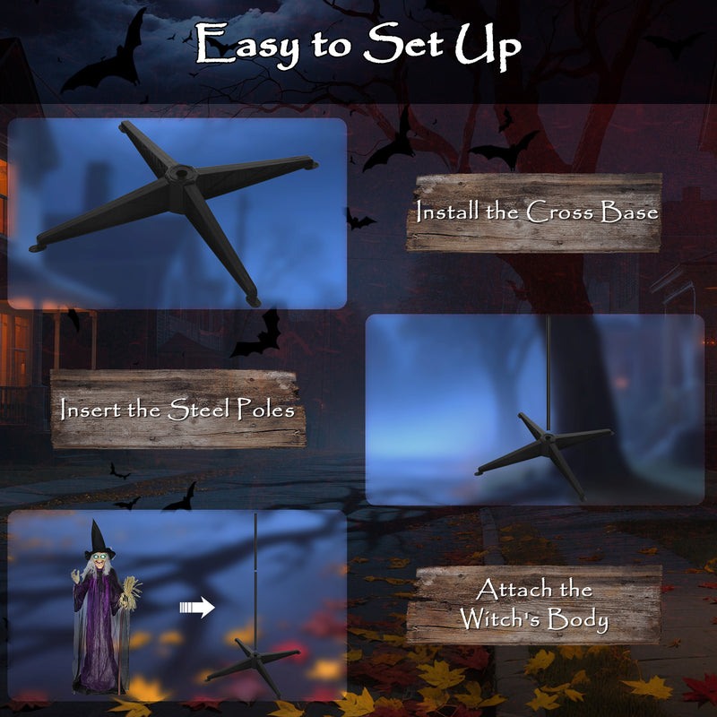 Outsunny Voice Activated Halloween Animatronics Standing Witch, Purple