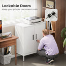 HOMCOM Metal Storage Cabinet with Lock for Home Office, Garage, Study, White