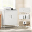HOMCOM Metal Storage Cabinet with Lock for Home Office, Garage, Study, White