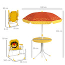 Outsunny Kids Bistro Table and Chair Set w/ Lion Theme, Adjustable Parasol