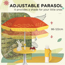 Outsunny Kids Bistro Table and Chair Set w/ Lion Theme, Adjustable Parasol