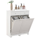 HOMCOM Modern Bathroom Cabinet With Laundry Baskets And 2 Drawers White