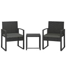 Outsunny Rattan Bistro Set, 3 PCS Garden Furniture with Cushion, Dark Grey